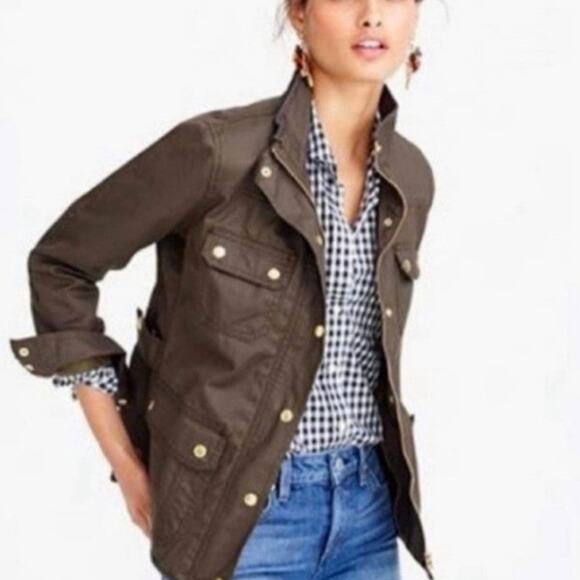 J. Crew Downtown Field Utility Military Wax Jacket Brown Size XS - Picture 5 of 11